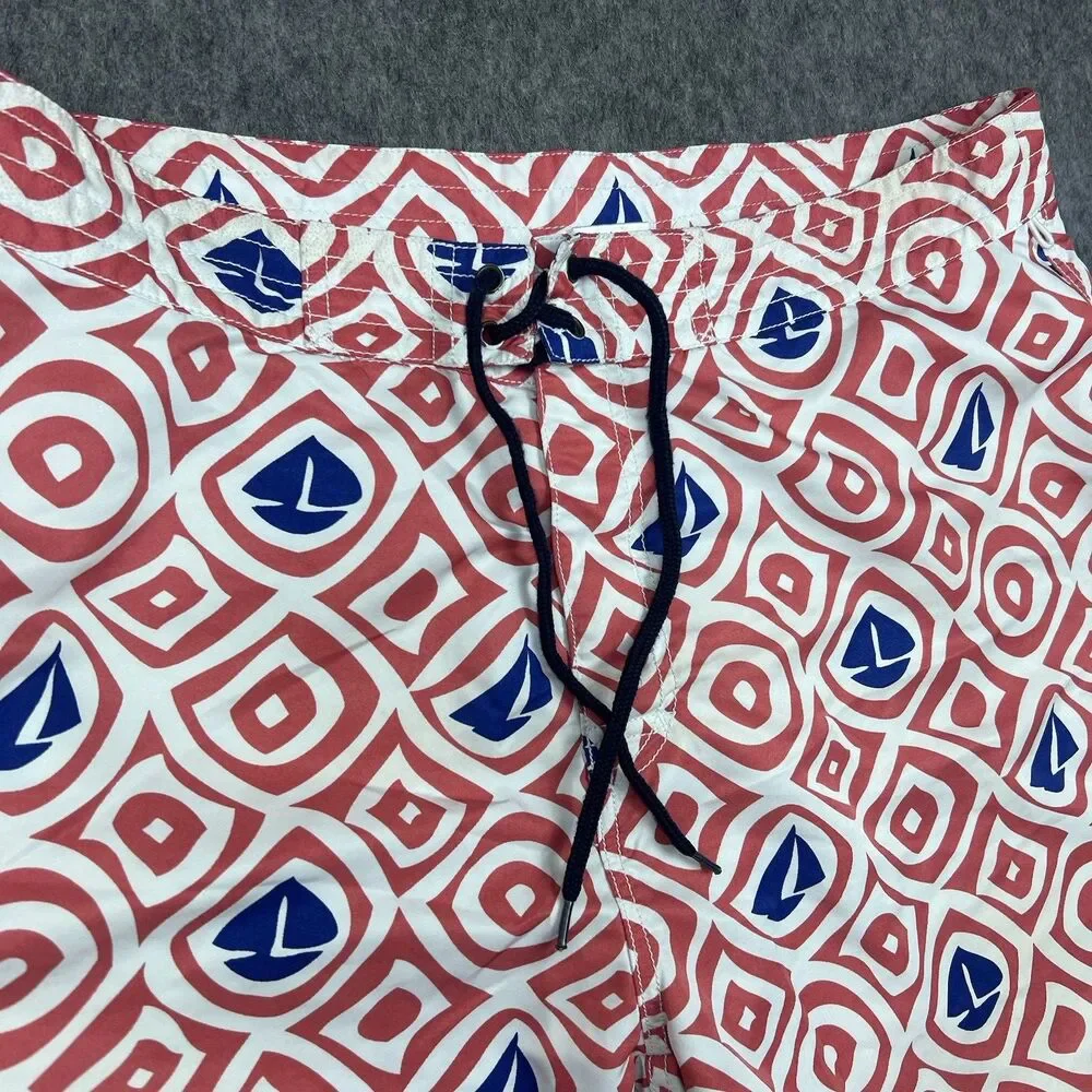 Vineyard Vines Men's Chappy Swim Trunks Board Shorts Red Blue Boats Swim Size 38